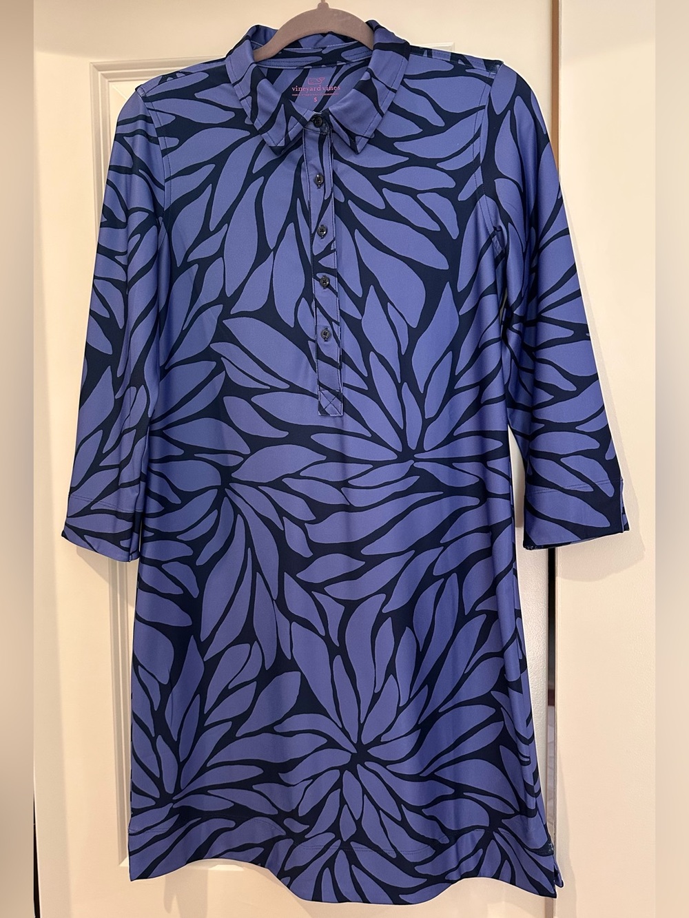 Vineyard Vines Navy and Periwinkle Floral-Print Dress